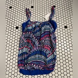 NWT 24th & ocean Blue and Pink Patterned swim top size small